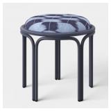 METAL ROUND TRAVEL ACCENT PATIO STOOL NAVY BLUE -