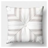 18"X18" PIECED STRIPE OUTDOOR THROW PILLOW IVORY -