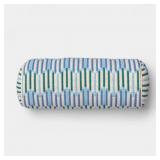 8"X20" WAVY STRIPE WOVEN BOLSTER PILLOW MULTI-COOL