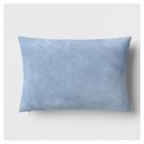 WASHED COTTON VELVET LUMBAR THROW PILLOW LIGHT BLU
