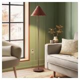 FLOOR LAMP WITH LEATHER SHADE BROWN - THRESHOLDï¿½