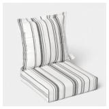 WOVEN STRIPE DEEP SEAT CUSHION SET BLACK/IVORY - T
