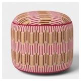 14"X20" WAVY STRIPE ROUND POUF WARM