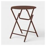 METAL ROUND OPEN WEAVE BISTRO PATIO END TABLE BROW