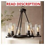 $550 HOLMAN 26 3/4" WIDE RUSTIC BRONZE 6-LIGHT RIN