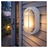 PRIVATE BRAND UNBRANDED 8 IN. WHITE OUTDOOR BULKHE