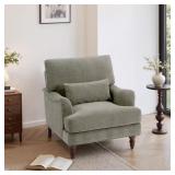 $272 LIGHT BROWN FLARED ARM CHENILLE ARM CHAIR WIT
