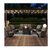 MISSING FIREPIT ARCOBAY 6-PIECE GRAY WICKER PATIO