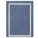 $184 10 X 14 BLUE WHITE BLUE MODERN BORDERED INDOO