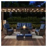 $1100 ARCOBAY 6-PIECE GRAY WICKER PATIO SQUARE FIR