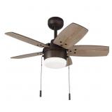 WATERLY 32 IN. INDOOR IN PLATED BRONZE CEILING FAN