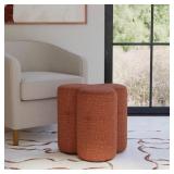 RUST CHENILLE CLOVER SHAPED OTTOMAN