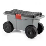 1.59 CU. FT. GRAY PLASTIC ROLLING GARDEN CART WITH