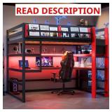 $620 RED FULL WOOD LOFT BED WITH DESK