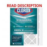 CLOROX 16X20X1 AIR FILTER MERV 8 DUST & LINT DEFEN
