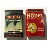(2) Tobacco Tins - MODEL & Holiday Pipe