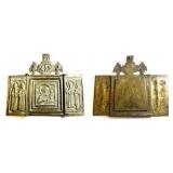 Russian Orthodox Bronze traveling Icon Triptych