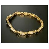 Deep Sapphire & Diamond, X & O's Bracelet