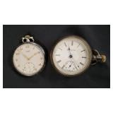 2 - Pocket Watches, Silver Cases, Running