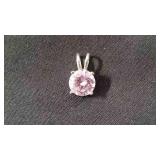 Sterling Silver 925 Pendant Pink Stone - 1.5 grams