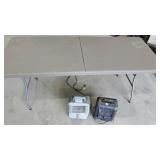 Plastic Folding table & (2) Heaters