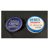 Antique Tins - Nivea Creme; Ofrex Speedfix
