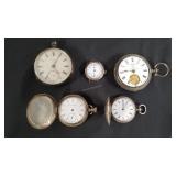 5 - Pocket Watches, Silver Cases *