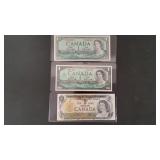 (3) Canada One Dollar Bank Notes 1954,67,73