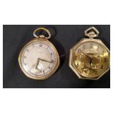 2 - Pocket Watches, Gold-filled, Running