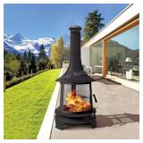 Outdoor Steel Fireplace with cooking grill