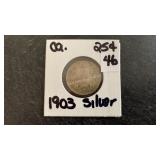 1903 Canadian Silver 25 Cent Coin