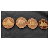 (4) One Ounce Copper Rounds