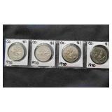 (4) 1970 Canadian One Dollar Coins