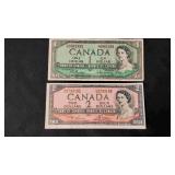 1954 Canadian One Dollar Bill and  1954 Canadian