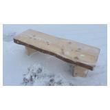 Hand Carved Spruce Cabin Bench (Unused)