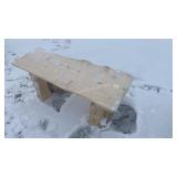 Hand Carved Spruce Cabin Bench w/ Sedar Base