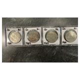 (4) 1969 Canadian One Dollar Coins