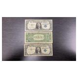 (3) U.S. Silver Certificates - One Dollar - 1957 A