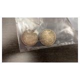 Two Silver Canadian Dollars - 1966
