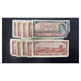 Ten Canadian $2 Bills - 1954