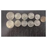 (3)  American Dollars & (8) 50 cent American Coins