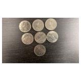 Seven Canadian Dollar Coins