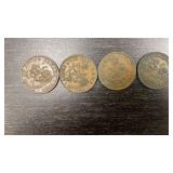 (4) Upper Canada Half-Pennies (2) 1854 & (2) 1857