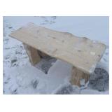 Hand Carved Spruce Cabin Bench w/ Cedar Base