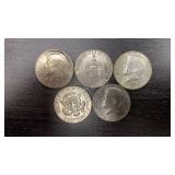 Five American 50 cent Coins