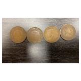 (4) Large Canadian One Cent Coins