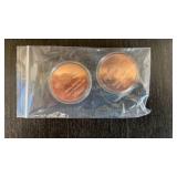 (2) One Ounce Copper Rounds