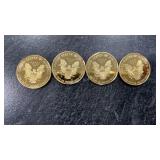 (4) 1/10th oz Gold Plated Display Coins (Fake)