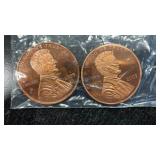(2) One Ounce Copper Rounds