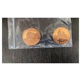 (2) One Ounce Copper Rounds